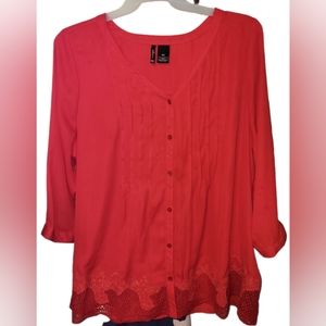 New Directions Woman Red  Blouse 3x